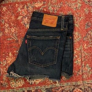 High rise cut off shorts